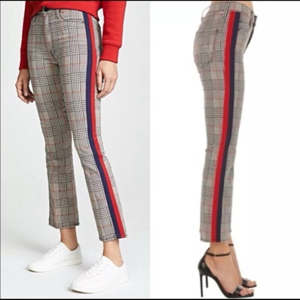 Mother The Insider High Rise Plaid Ankle Jeans Size 26 - Picture 3 of 14